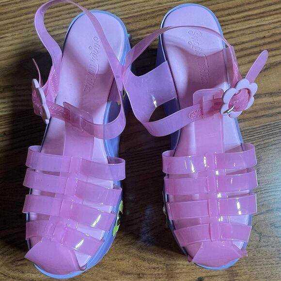 Sugar‎ Thrillz High Platform Pushin Daisies Jelly Shoes 3D Flowers Sz 8 - Picture 5 of 9